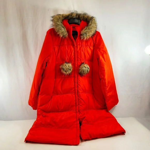 Moda International Down Coat Womens XL  Orange - Picture 1 of 13